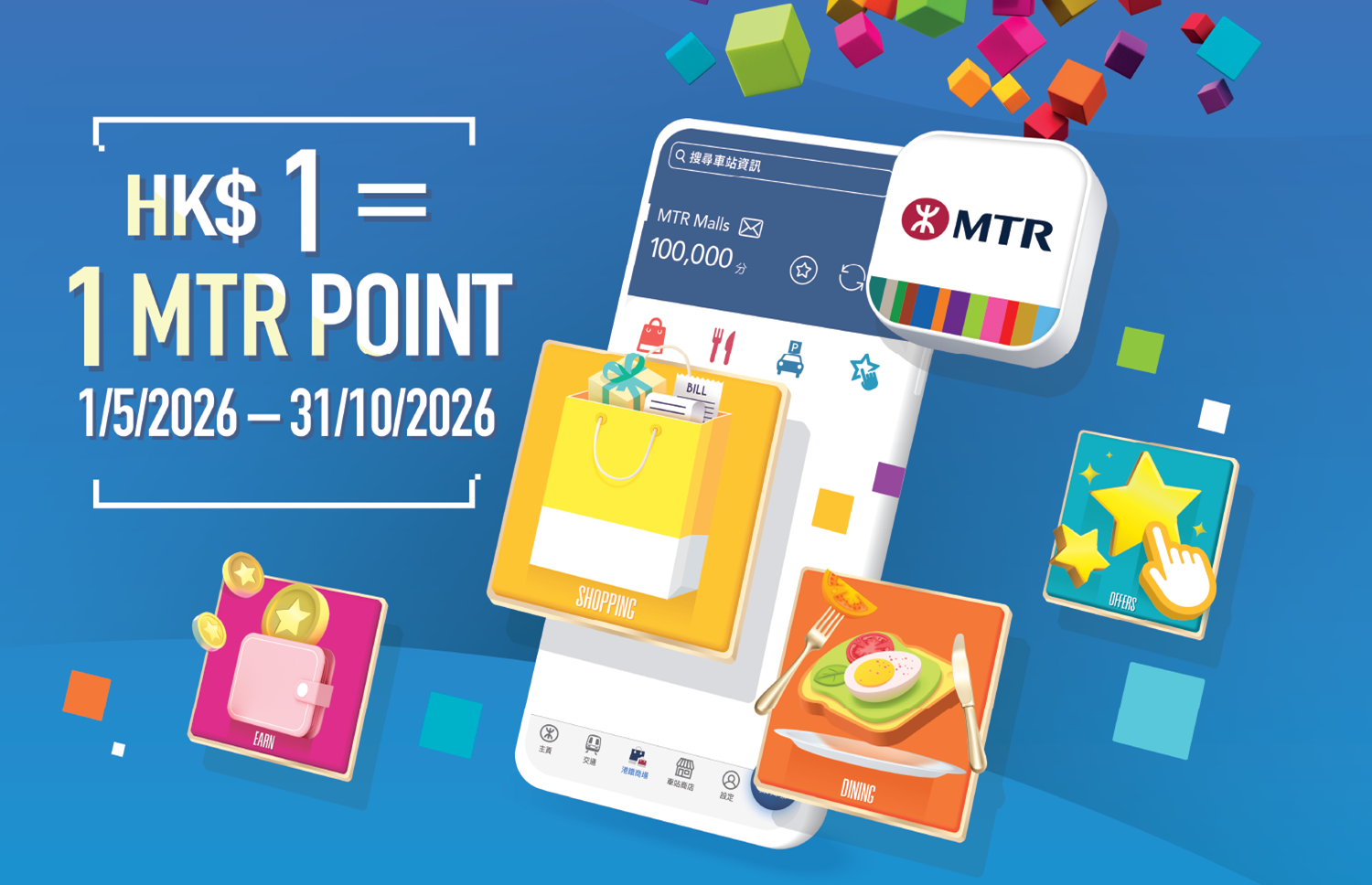 MTR Malls app campaign — earn MTR Points on shopping and dining